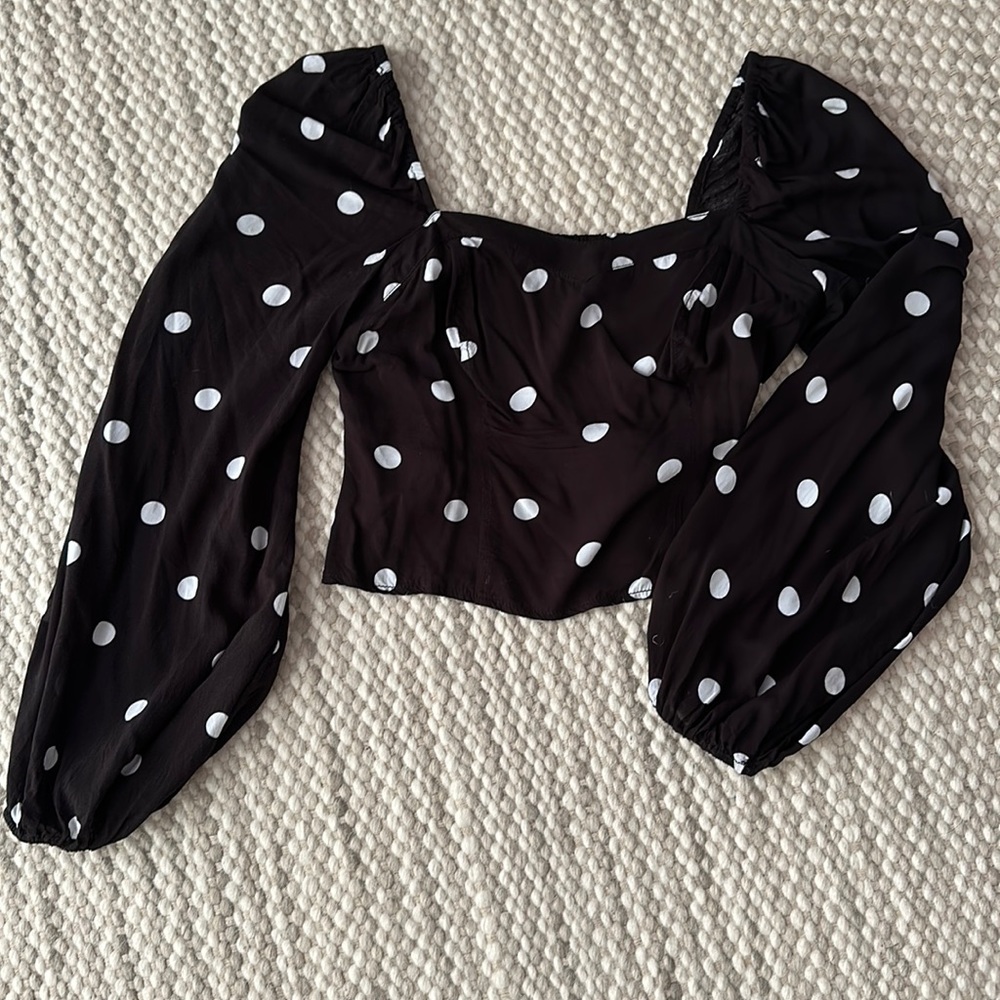 Free People Black Polka Dot Top